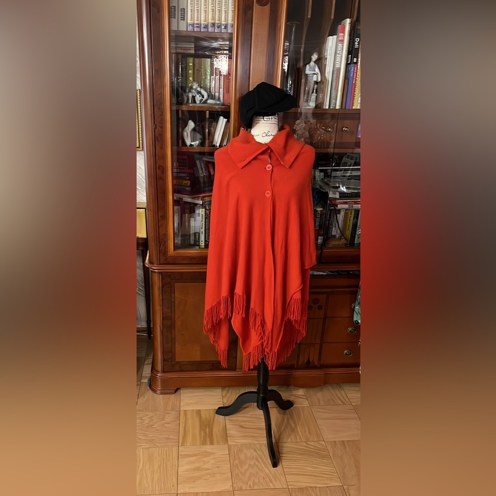 Garnet Hill Cashmere Poncho w Fringe XL